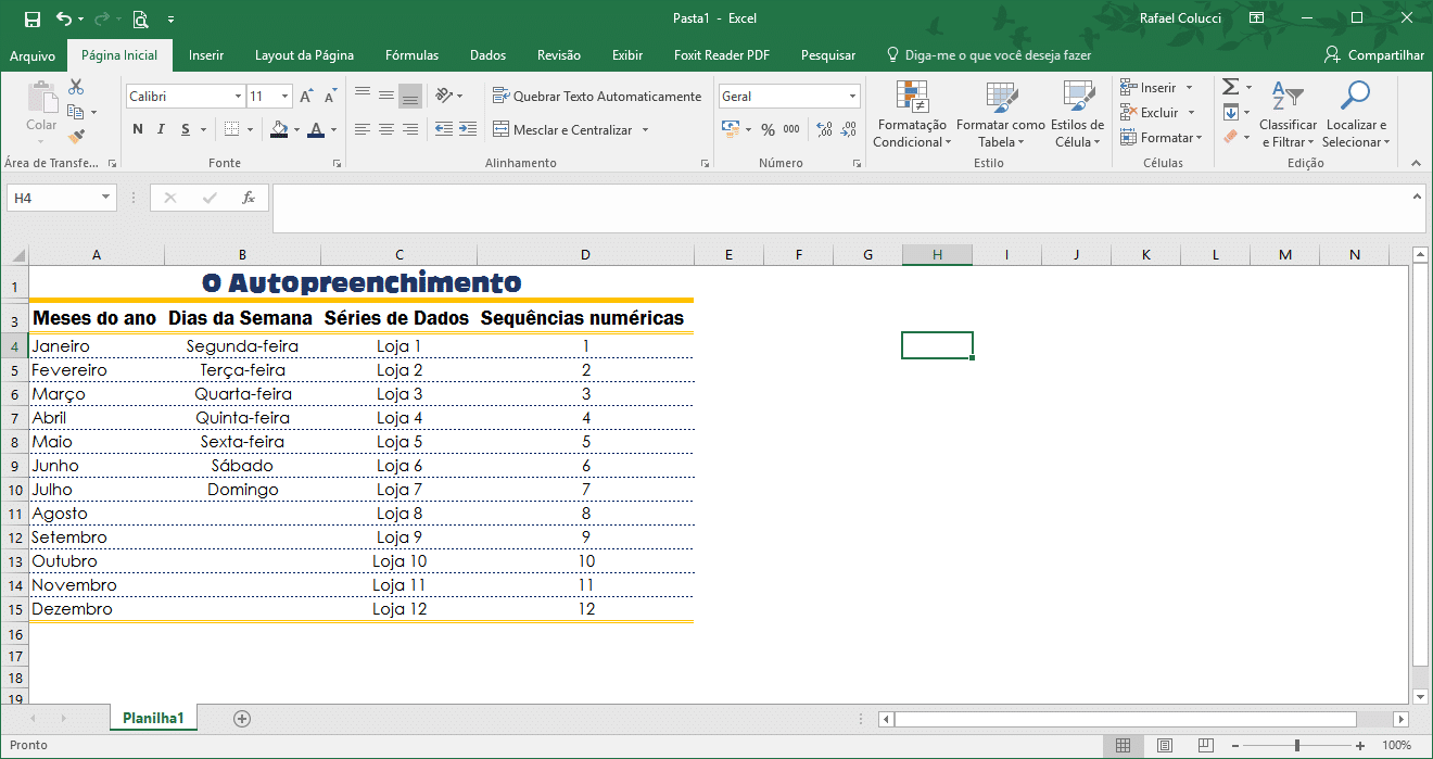 O uso do Autopreenchimento no Excel 2016 permite inserir informações rapidamente em planilhas.
